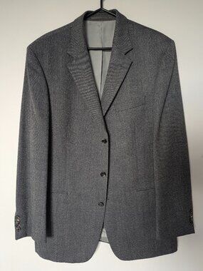 Hugo Boss Men's 42L Einstein Suit Jacket Gray Birdseye Texture Wool